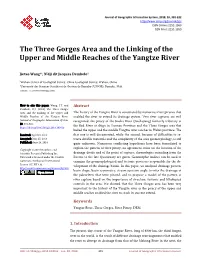 The Three Gorges Area and the Linking of the Upper and Middle Reaches of the Yangtze River