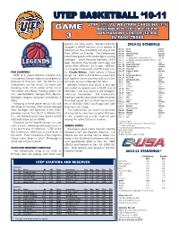 Utep Basketball ‘10-11 Utep (1-1) Vs