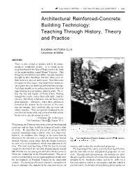 Architectural Rei Nforced-Concrete Building Technology: Teaching Through History, Theory and Practice