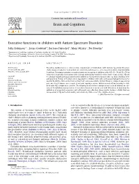 Executive Functions in Children with Autism Spectrum Disorders