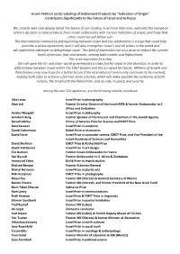 Israeli Petition on EU Labeling of Settlement Products by "Indication of Origin" Contributes Significantly to the Future of Israel and to Peace