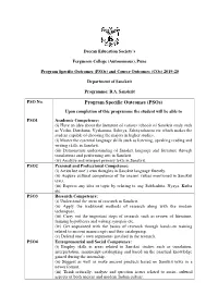 Program Specific Outcomes (Psos) and Course Outcomes (Cos) 2019-20