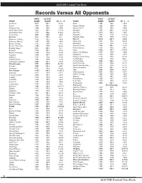 Records Versus All Opponents