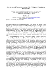 Secretariats and Executive Secretaries of the UN Regional Commissions: an Exploration