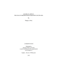 States of Affect: Trauma in Partition/Post-Partition South Asia
