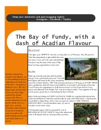 The Bay of Fundy, with a Dash of Acadian Flavour