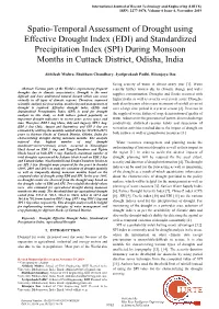 (EDI) and Standardized Precipitation Index (SPI) During Monsoon Months in Cuttack District, Odisha, India