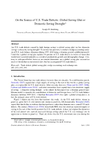 Global Saving Glut Or Domestic Saving Drought?