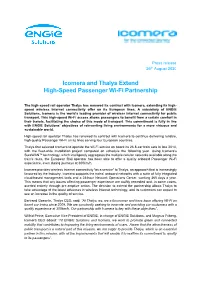 Icomera and Thalys Extend High-Speed Passenger Wi-Fi Partnership