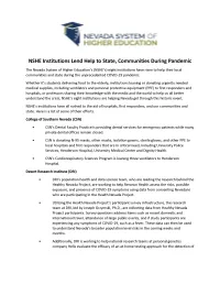 NSHE Institutions Lend Help to State, Communities During Pandemic