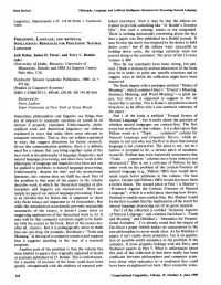 Philosophy, Language, and Artificial Intelligence: Resources for Processing Natural Language
