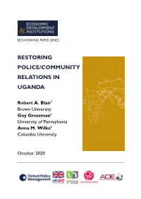 Restoring Police/Community Relations in Uganda