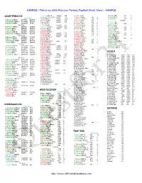 SAMPLE – This Is My 2005 Premium Fantasy Football Team Depth Chart – SAMPLE