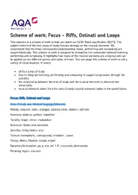Scheme of Work: Riffs, Ostinati and Loops