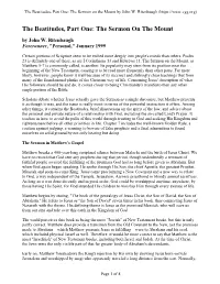 The Beatitudes, Part One: the Sermon on the Mount by John W