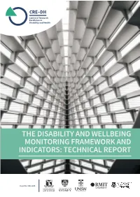 The Disability and Wellbeing Monitoring Framework and Indicators: Technical Report