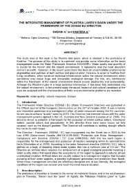 The Integrated Management of Plastira Lakes's Basin Under the Framework of the 2000/60 EU Directive