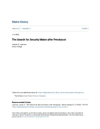 The Search for Security Maine After Penobscot