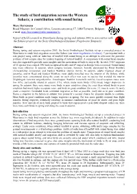 The Study of Bird Migration Across the Western Sahara; a Contribution with Sound Luring