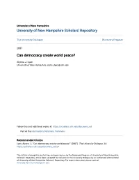 Can Democracy Create World Peace?