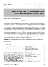 Cross-Cultural Variations in Consumer Behavior: a Literature Review of International Studies