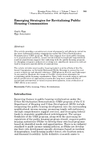 Emerging Strategies for Revitalizing Public Housing Communities