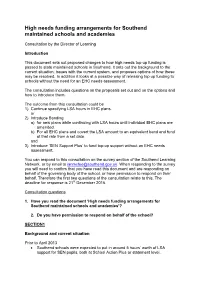 High Needs Funding Arrangements for Southend Maintained Schools and Academies