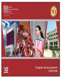 Program Announcement 2015-2016