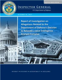 Report of Investigation on Allegations Related to the Dod's Decision To