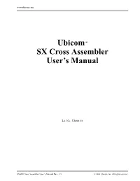 Ubicom™ SX Cross Assembler User's Manual