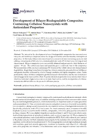 Development of Bilayer Biodegradable Composites Containing Cellulose Nanocrystals with Antioxidant Properties
