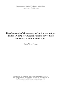 Development of the Neuromechanics Evaluation Device (NED) for Subject-Specifc Lower Limb Modelling of Spinal Cord Injury