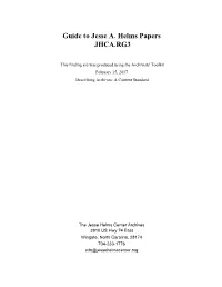 Guide to Jesse A. Helms Papers JHCA.RG3