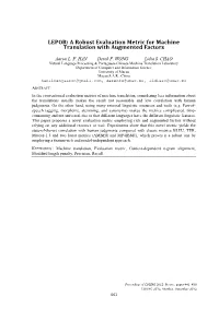 LEPOR: a Robust Evaluation Metric for Machine Translation with Augmented Factors
