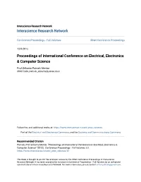 Proceedings of International Conference on Electrical, Electronics & Computer Science