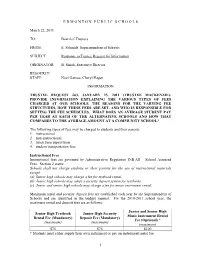 1 E D M O N T O N P U B L I C S C H O O L S March 22, 2011 TO: Board of Trustees FROM: E. Schmidt, Superintendent of Schools