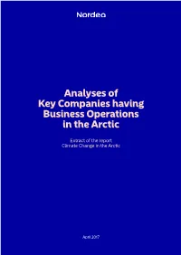 Analyses of Key Companies Having Business Operations in the Arctic