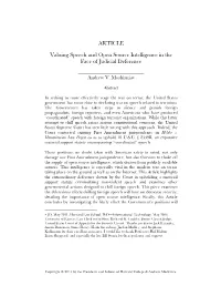ARTICLE Valuing Speech and Open Source Intelligence in the Face Of