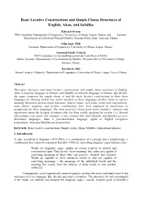 Basic Locative Constructions and Simple Clause Structures of English, Akan, and Safaliba