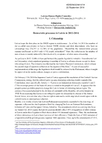 Democratic Processes in Latvia in 2013-2014. I. Citizenship