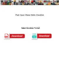 Padi Open Water Skills Checklist