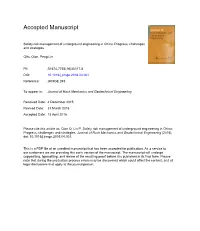 Safety Risk Management of Underground Engineering in China: Progress, Challenges and Strategies