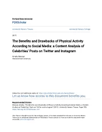 The Benefits and Drawbacks of Physical Activity According to Social Media: a Content Analysis of Celebrities' Posts on Twitter and Instagram