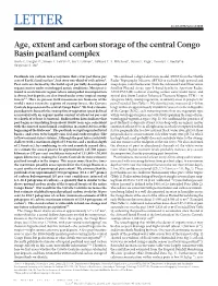 Age, Extent and Carbon Storage of the Central Congo Basin Peatland Complex Greta C