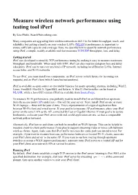 Measure Wireless Network Performance Using Testing Tool Iperf