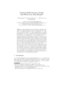 Orienting Fully Dynamic Graphs with Worst-Case Time Bounds⋆