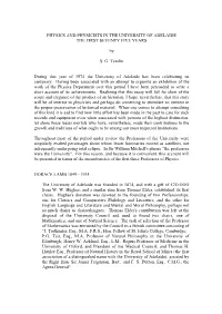 Physics and Physicists in the University of Adelaide the First Seventy Five Years