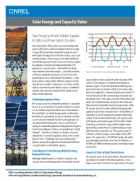 Solar Energy and Capacity Value (Fact Sheet), NREL (National