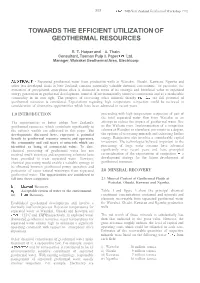 Towards the Efficient Utilization of Geothermal Resources