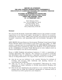 1 Report on Attending the Apec-Tsukuba International